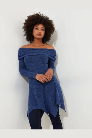 Joe Browns Blue Slim Fit Soft Jersey Bardot Jersey Tunic Top AU 16