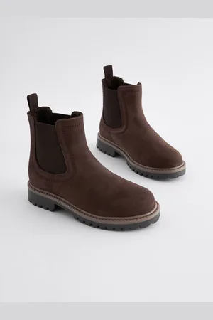 Next Chocolate Brown Standard Fit (F) Leather Warm Lined Chelsea Boots AU 11.5 (EU 30)