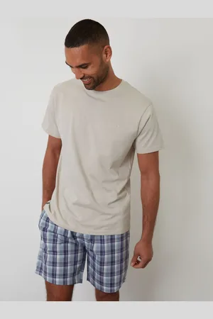 Threadbare Natural Check Short Sleeve Pyjamas Set small