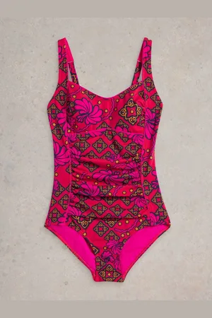 White Stuff Orange Splash Control Swimsuit AU 18