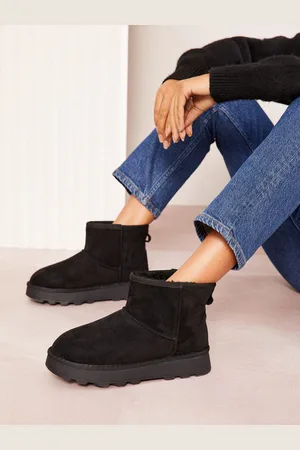 Friends Like These Black Cosy Faux Fur Lined Ankle Faux Suede Boots AU 5 (EU 36)