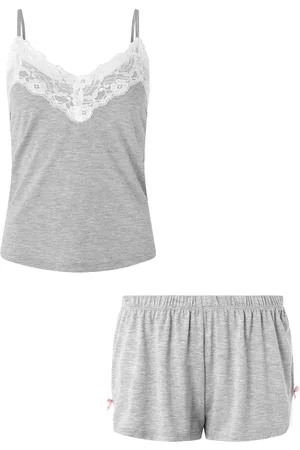 Accessorize Grey Lace Trim Pyjama Set M