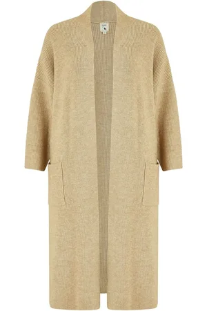 Yumi Cream Knitted Maxi Cardigan with Pockets S