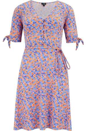 Pour Moi Bella Fuller Bust Slinky Stretch Tie Sleeve Mini Dress AU 10