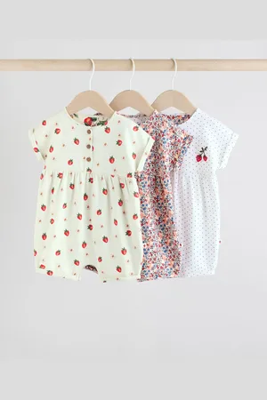 Next Red and Blue Floral Baby Rompers 3 Pack 3