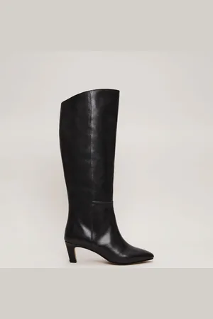 Phase Eight Black Leather Knee High Boots AU 6 (EU 37)