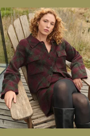Next Burgundy Red Patterned Button Through Knitted Cardigan Jacket XS