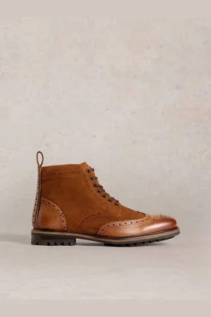 White Stuff Brown Arlo Brogue Leather Boots AU 9 (EU 42.5)