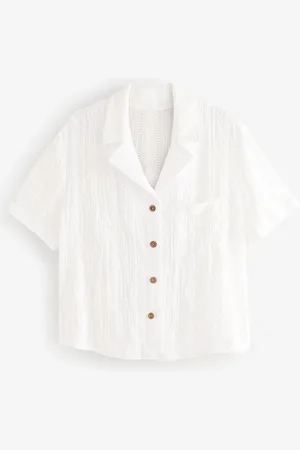 Next Broderie Short Sleeve Holiday Shirt AU 20 Tall