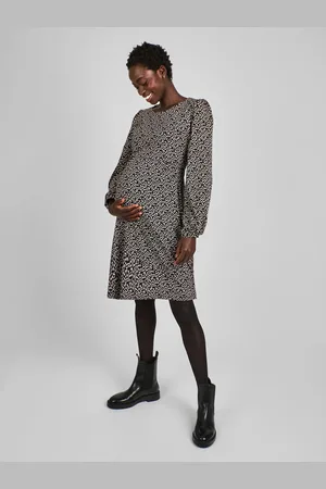 JoJo Maman Bébé Round Neck Double Layer Maternity & Nursing Dress L