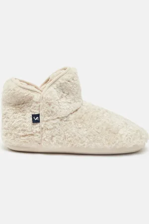 Joules Cabin Luxe Oatmeal Faux Fur Slipper Boots medium