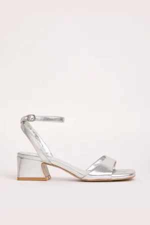 Simply Be Silver Barely There on Low Block Heels in Extra Wide Fit AU 7 (EU 38)