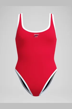 Speedo Red Womens Solid Scoop Bound Swimsuit XXL