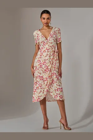 Jolie Moi Printed Wrap Midmaxi Dress AU 14
