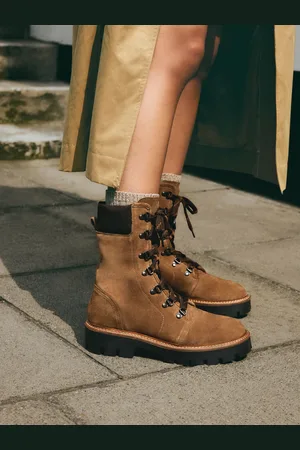 Next Tan Brown Suede Forever Comfort Lace-Up Collared Hiker Boots AU 7 (EU 38)