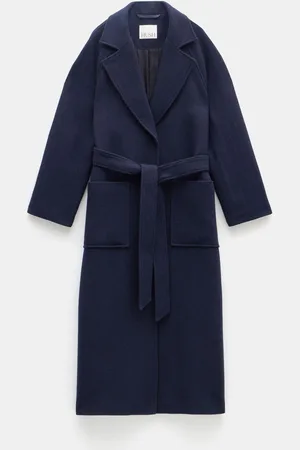 Hush Puppies Blue Kaitlin Relaxed Wool Blend Herringbone Coat L-XL