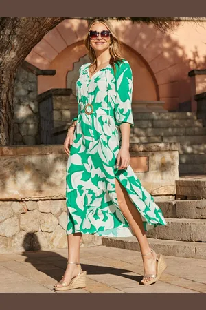 Sosandar Floral Print Belted Midaxi Dress AU 10