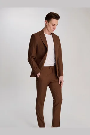 Harry Brown Brown Sandro Slim Fit Linen Look Suit Trousers 42W x 31L (UK 42 R)