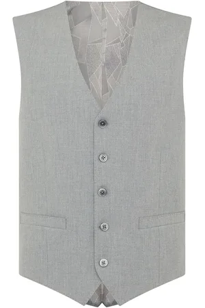 Remus Grey Tapered Fit Stretch Waistcoat 48