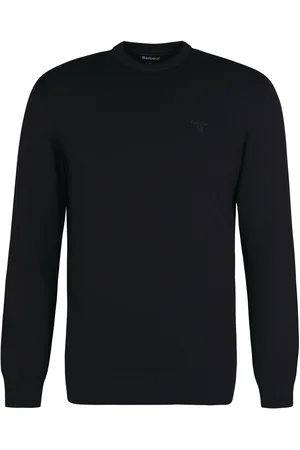 Barbour Black Mens 100% Cotton Pima Crew Neck Jumper L