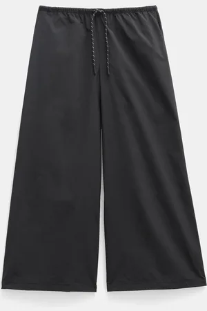 Hush Puppies Black Technical Melissa Wide Leg Cropped Trousers AU 6