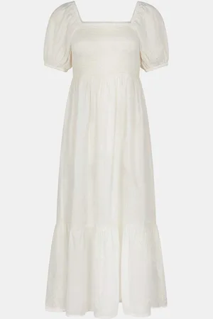 Accessorize Embroidered Puff Sleeve 100% Cotton Midi Dress XS