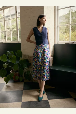 Seasalt Cornwall Multi Wild Pansy Satin Skirt AU 14