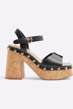 River Island Black Cork Platform Sandals AU 8 (EU 39)
