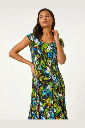 Roman Floral Print Panel Detail Stretch Dress AU 18