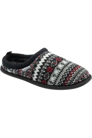 Dunlop White Mens Fairisle Pattern Warm Lined Slipper Mules AU 10 (EU 44)
