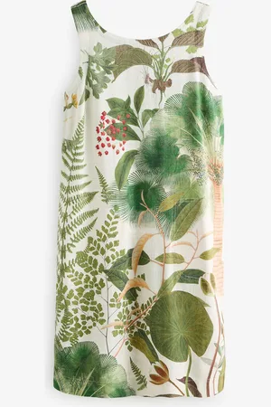 Next Linen Scoop Back Mini Shift Dress AU 24