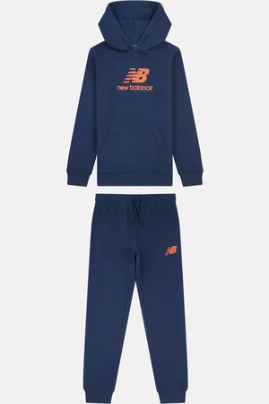 New Balance Blue Navy Boys Brush Back Stacked Logo Hoodie Set 7