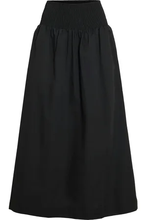 VILA Shirred Waist Poplin Maxi 100% Cotton Skirt AU 12