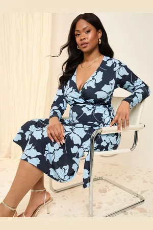 Friends Like These Curve Long Sleeve Wrap Midi Dress AU 28