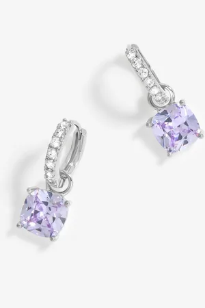 Jon Richard Silver Tone Lavender Huggie Earrings One