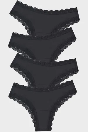 Stripe & Stare Brazilian Black Knickers 4 Pack XS