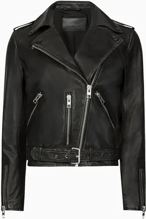 AllSaints AllSaints Black/Silver Balfern Biker Jacket AU 16