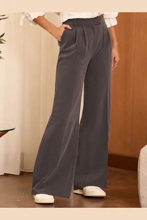 Love & Roses Grey Petite Premium Ultra Wide Leg Trousers AU 20