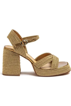 Castaner Gold Braided Square Toe Heel Sandals AU 9 (EU 40)