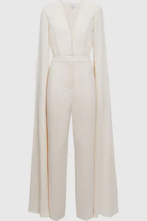 Reiss Ivory Olivia Cape Sleeve V-Neck Jumpsuit AU 10