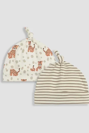 JoJo Maman Bébé Natural 2-Pack Baby Hats Upto 3 Months (50