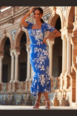 Sosandar Floral Print Fluted Hem Midi Jersey Dress AU 10