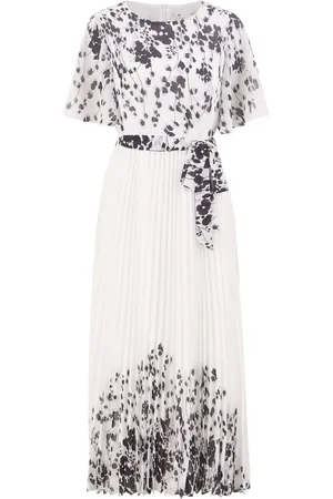 Yumi Mirror Floral Design Pleated Midi Dress AU 8