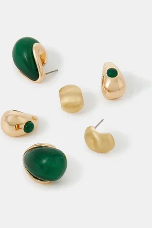 Accessorize Green Curve Drop Earrings 3 Pack one