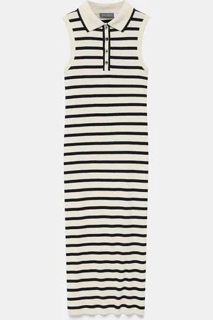 mint&berry Striped Jersey 100% Cotton Midi Dress L
