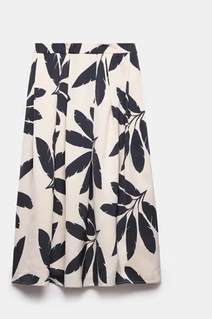 mint&berry Palm Print Midi Skirt AU 12