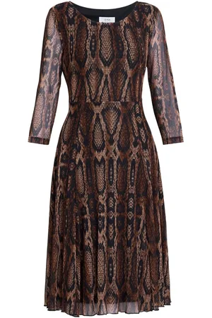 Gina Bacconi Anya Snake Print Long Sleeve Mesh Dress AU 12