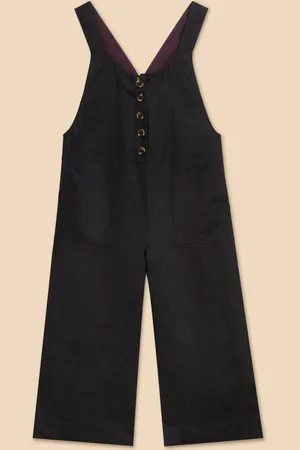 White Stuff Black Viola 100% Linen Dungaree AU 16