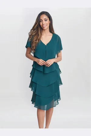 Gina Bacconi Bella Georgette Tiered Dress AU 10