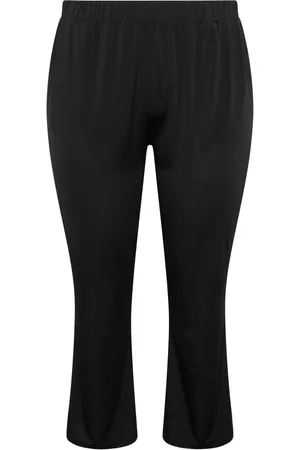 Evans Curve Wide Leg Jersey Black Trousers AU 16